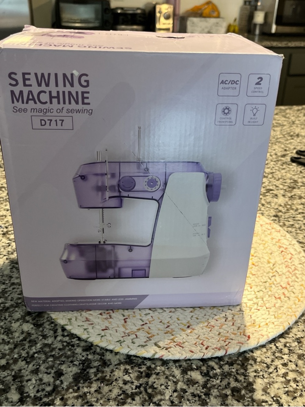 Compact Purple & White Sewing Machine (D717)